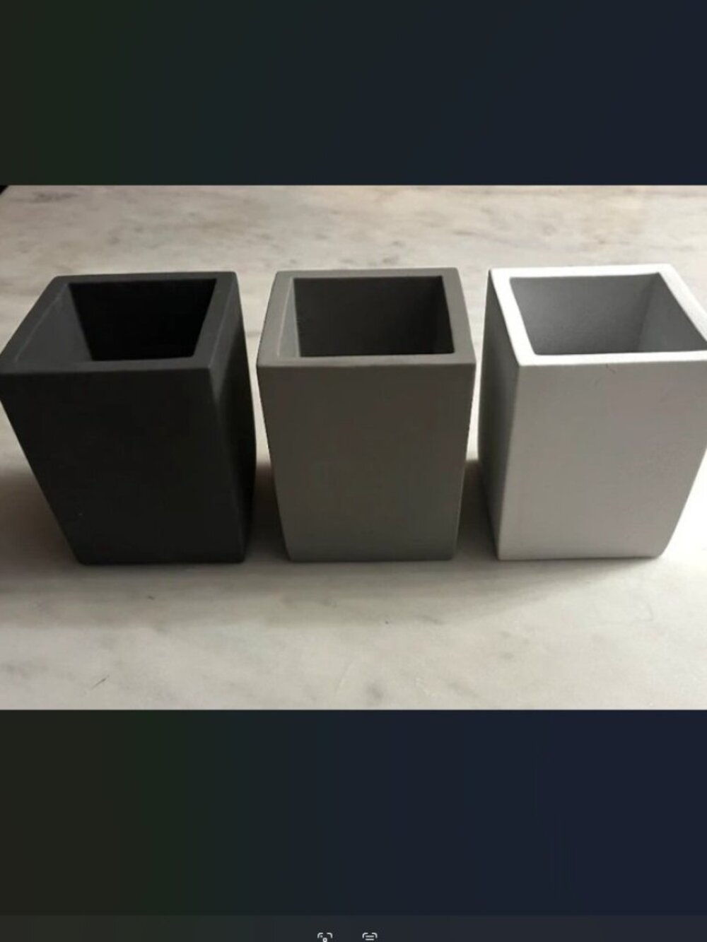 Modern Minimalist Concrete Desk Organizer / Planter Set / Make Up Brush Storage
